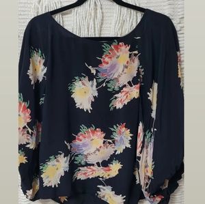 Anthropologie floral silk blouse